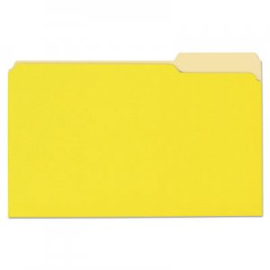 Universal Deluxe Colored Top Tab File Folders, 1/3-Cut Tabs, Legal Size, Yellowith Light Yellow, 100/Box UNV10524