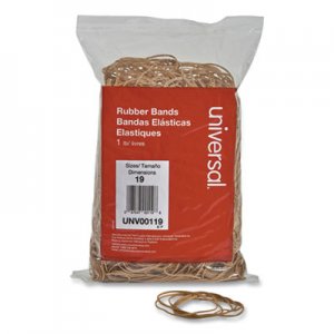 Universal Rubber Bands, Size 19, 0.04" Gauge, Beige, 1 lb Bag, 1,240/Pack UNV00119