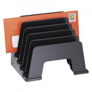 Universal Recycled Plastic Incline Sorter, 5 Sections, DL to A5 Size Files, 8" x 5.5" x 6", Black UNV08104