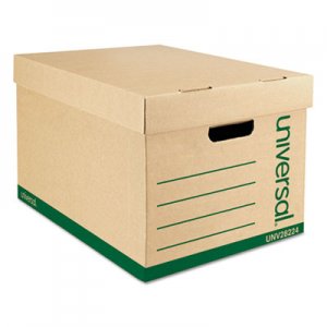 Universal Recycled Heavy-Duty Record Storage Box, Letter/Legal Files, Kraft/Green, 12/Carton UNV28224 2822401