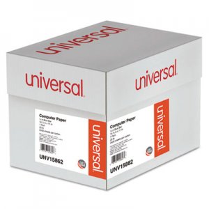Universal Printout Paper, 1-Part, 20lb, 14.88 x 11, White/Blue Bar, 2, 400/Carton UNV15862
