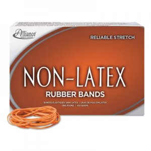 Alliance Non-Latex Rubber Bands, Sz. 19, Orange, 3-1/2 x 1/16, 1440 Bands/1lb Box ALL37196 37196
