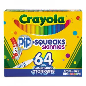Crayola Pip-Squeaks Skinnies Washable Markers, Medium Bullet Tip, Assorted Colors, 64/Pack CYO588764 588764