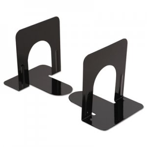 Universal Economy Bookends, Nonskid, 4 3/4 x 5 1/4 x 5, Heavy Gauge Steel, Black UNV54055