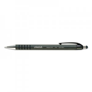 Universal Comfort Grip Ballpoint Retractable Pen, Blue Ink, Fine, Dozen UNV15521