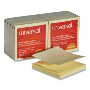 Universal Fan-Folded Self-Stick Pop-Up Note Pads, 3 x 3, Yellow, 100-Sheet, 12/Pack UNV35664