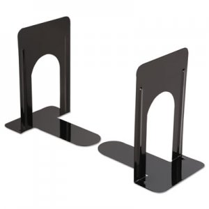 Universal Economy Bookends, Nonskid, 5 7/8 x 8 1/4 x 9, Heavy Gauge Steel, Black UNV54095