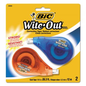 BIC Wite-Out EZ Correct Correction Tape, Non-Refillable, 1/6" x 472", 2/Pack BICWOTAPP21 WOTAPP21