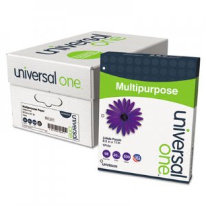 Universal Deluxe Multipurpose Paper, 98 Bright, 3-Hole, 20 lb, 8.5 x 11, White, 500 Sheets/Ream, 10 Reams
