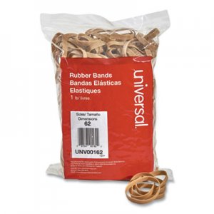 Universal Rubber Bands, Size 62, 0.04" Gauge, Beige, 1 lb Box, 490/Pack UNV00162