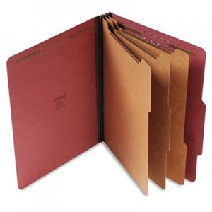 Universal Eight-Section Pressboard Classification Folders, 3 Dividers, Letter Size, Red, 10/Box UNV10290