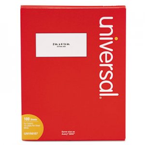 Universal Copier Mailing Labels, Copiers, 2 x 4.25, White, 10/Sheet, 100 Sheets/Box UNV90107