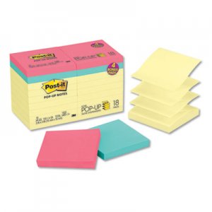 Post-it Pop-up Notes Original Pop-up Notes Value Pack, 3 x 3, Canary/Cape Town, 100-Sheet, 18
