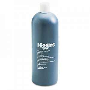 Higgins Waterproof Pigmented Drawing Ink, Black, 32 oz Bottle HIG44204 44204