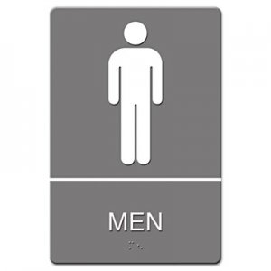 Headline Sign ADA Sign, Men Restroom Symbol w/Tactile Graphic, Molded Plastic, 6 x 9, Gray USS4817 4817