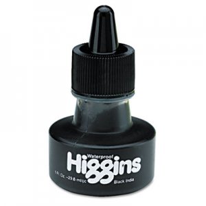 Higgins Waterproof Pigmented Drawing Ink, Black, 1oz Bottle HIG44201 44201