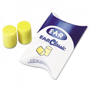3M E A R Classic Earplugs, Pillow Paks, Uncorded, PVC Foam, Yellow, 200 Pairs MMM3101001 310-1001