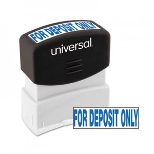 Universal Message Stamp, for DEPOSIT ONLY, Pre-Inked One-Color, Blue UNV10056