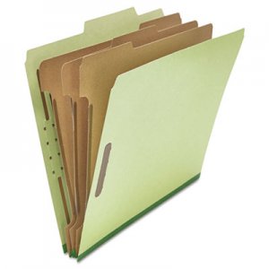 Universal Eight-Section Pressboard Classification Folders, 3 Dividers, Letter Size, Green, 10/Box UNV10291