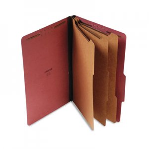 Universal Eight-Section Pressboard Classification Folders, 3 Dividers, Legal Size, Red, 10/Box UNV10295