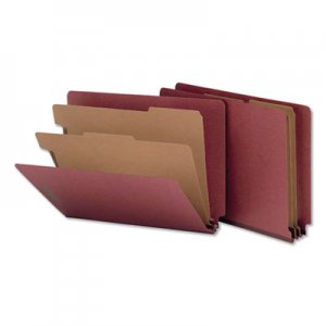 Universal Red Pressboard End Tab Classification Folders, 2 Dividers, Letter Size, Red, 10/Box UNV10315