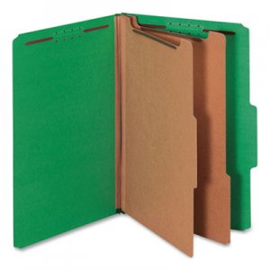 Universal Bright Colored Pressboard Classification Folders, 2 Dividers, Legal Size, Emerald Green, 10/Box UNV10312