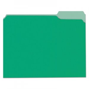 Universal Deluxe Colored Top Tab File Folders, 1/3-Cut Tabs, Letter Size, Green/Light Green, 100/Box UNV10502