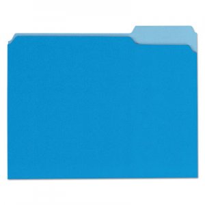 Universal Deluxe Colored Top Tab File Folders, 1/3-Cut Tabs, Letter Size, Blue/Light Blue, 100/Box UNV10501 UNV10501EE