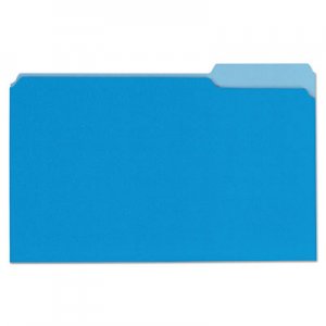 Universal Deluxe Colored Top Tab File Folders, 1/3-Cut Tabs, Legal Size, Blue/Light Blue, 100/Box UNV10521