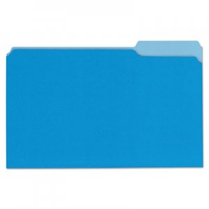 Universal Deluxe Colored Top Tab File Folders, 1/3-Cut Tabs, Legal Size, Blue/Light Blue, 100/Box UNV10521