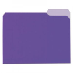 Universal Deluxe Colored Top Tab File Folders, 1/3-Cut Tabs, Letter Size, Violet/Light Violet, 100/Box UNV10505