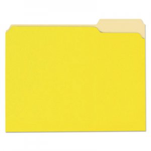 Universal Deluxe Colored Top Tab File Folders, 1/3-Cut Tabs, Letter Size, Yellowith Light Yellow, 100/Box UNV10504