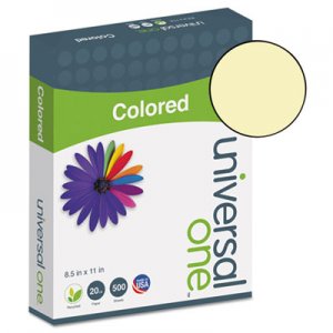 Universal Deluxe Colored Paper, 20lb, 8.5 x 11, Canary, 500/Ream UNV11201