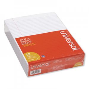 Universal Glue Top Writing Pads, Legal Rule, Letter, White, 50 Sheet Pads/Pack, Dozen UNV11000