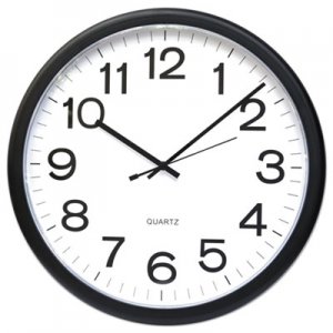 Universal Round Wall Clock, 13.5" Overall Diameter, Black Case, 1 AA (sold separately) UNV11641
