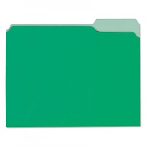 Universal Interior File Folders, 1/3-Cut Tabs, Letter Size, Green, 100/Box UNV12302
