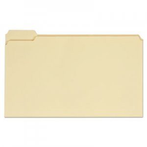 Universal Top Tab Manila File Folders, 1/5-Cut Tabs, Assorted Positions, Legal Size, 11 pt. Manila, 100/Box UNV15115