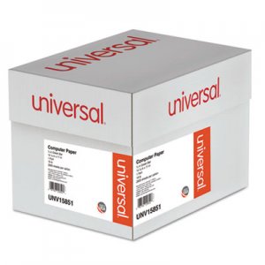 Universal Printout Paper, 1-Part, 18lb, 14.88 x 11, White/Green Bar, 2, 600/Carton UNV15851