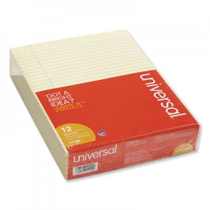 Universal Glue Top Writing Pads, Legal Rule, Letter, Canary, 50 Sheet Pads/Pack, Dozen UNV22000