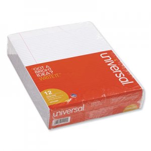Universal Glue Top Writing Pads, Narrow Rule, Letter, White, 50 Sheet Pads/Pack, Dozen UNV41000