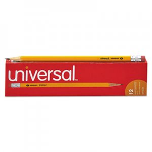 Universal #2 Woodcase Pencil, HB (#2), Black Lead, Yellow Barrel, Dozen UNV55400