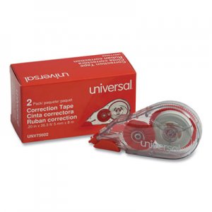 Universal Correction Tape Dispenser, Non-Refillable, 1/5" x 315", 2/Pack UNV75602