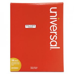 Universal White Labels, Inkjet/Laser Printers, 0.5 x 1.75, White, 80/Sheet, 100 Sheets/Box UNV80001
