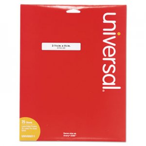 Universal Self-Adhesive Permanent File Folder Labels, 0.66 x 3.44, White, 30/Sheet, 25 Sheets/Box UNV80011