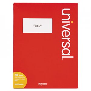 Universal White Labels, Inkjet/Laser Printers, 2 x 4, White, 10/Sheet, 250 Sheets/Box UNV80004