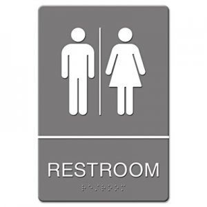 Headline Sign ADA Sign, Restroom Symbol Tactile Graphic, Molded Plastic, 6 x 9, Gray USS4812 4812