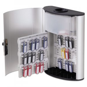 Durable Key Box Plus, 54-Key, Brushed Aluminum, Silver, 11 3/4 x 4 5/8 x 15 3/4