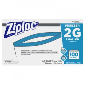 Ziploc Double Zipper Freezer Bags, 2 gal, 2.7 mil, 13" x 15.5", Clear, 100/Carton SJN682254 682254