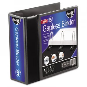 find It Gapless Loop Ring View Binder, 3 Rings, 5" Capacity, 11 x 8.5, Black IDEFT07075 FT07075