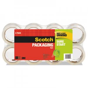 Scotch Sure Start Packaging Tape, 3" Core, 1.88" x 54.6 yds, Clear, 8/Pack MMM34508 3450-8